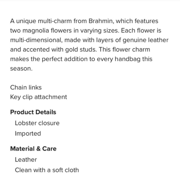 🔹️Brahmin🔹️ Flower Duo Lilac Essence Melbourne Genuine Leather Bag Charm, NWT - Picture 5 of 6